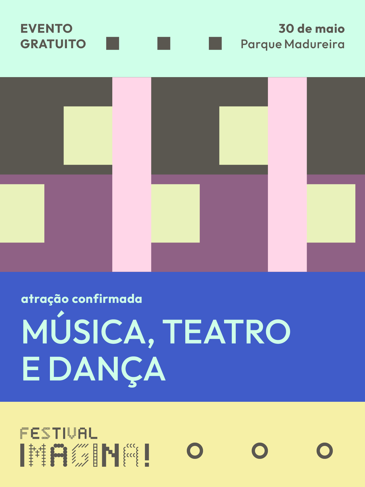 Cartaz de música, teatro e dança.